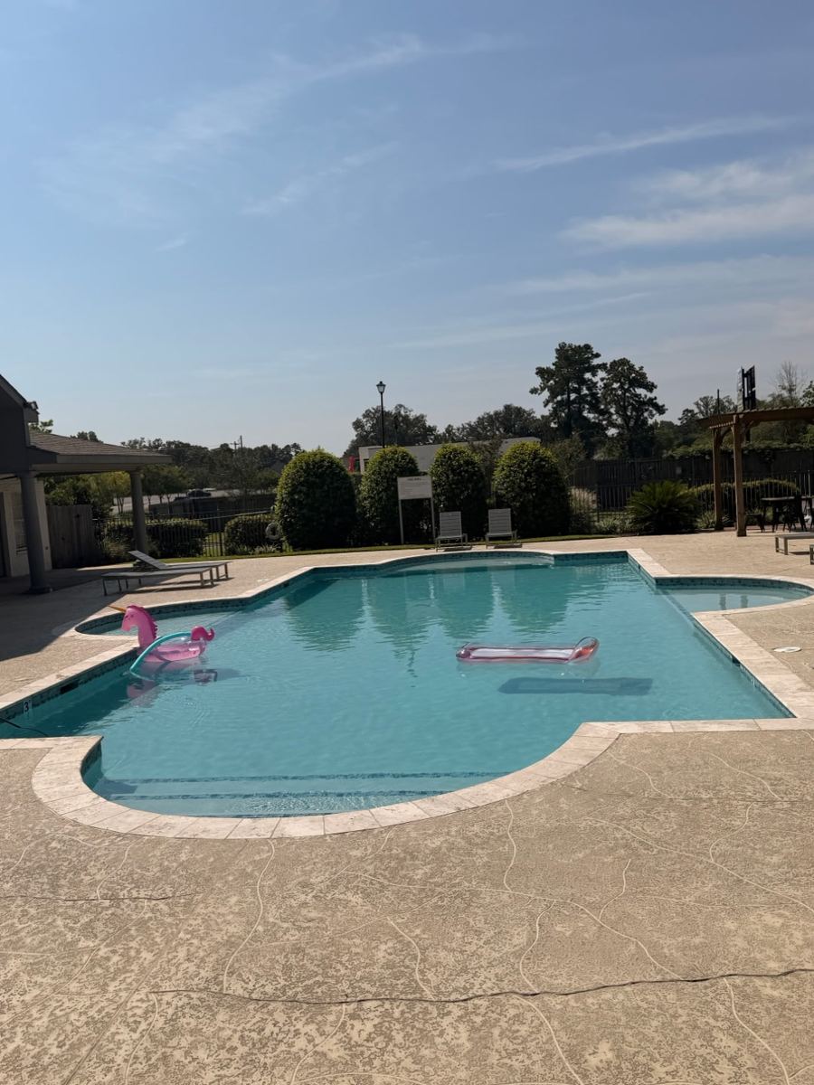 Community pool after cleaning, clear water